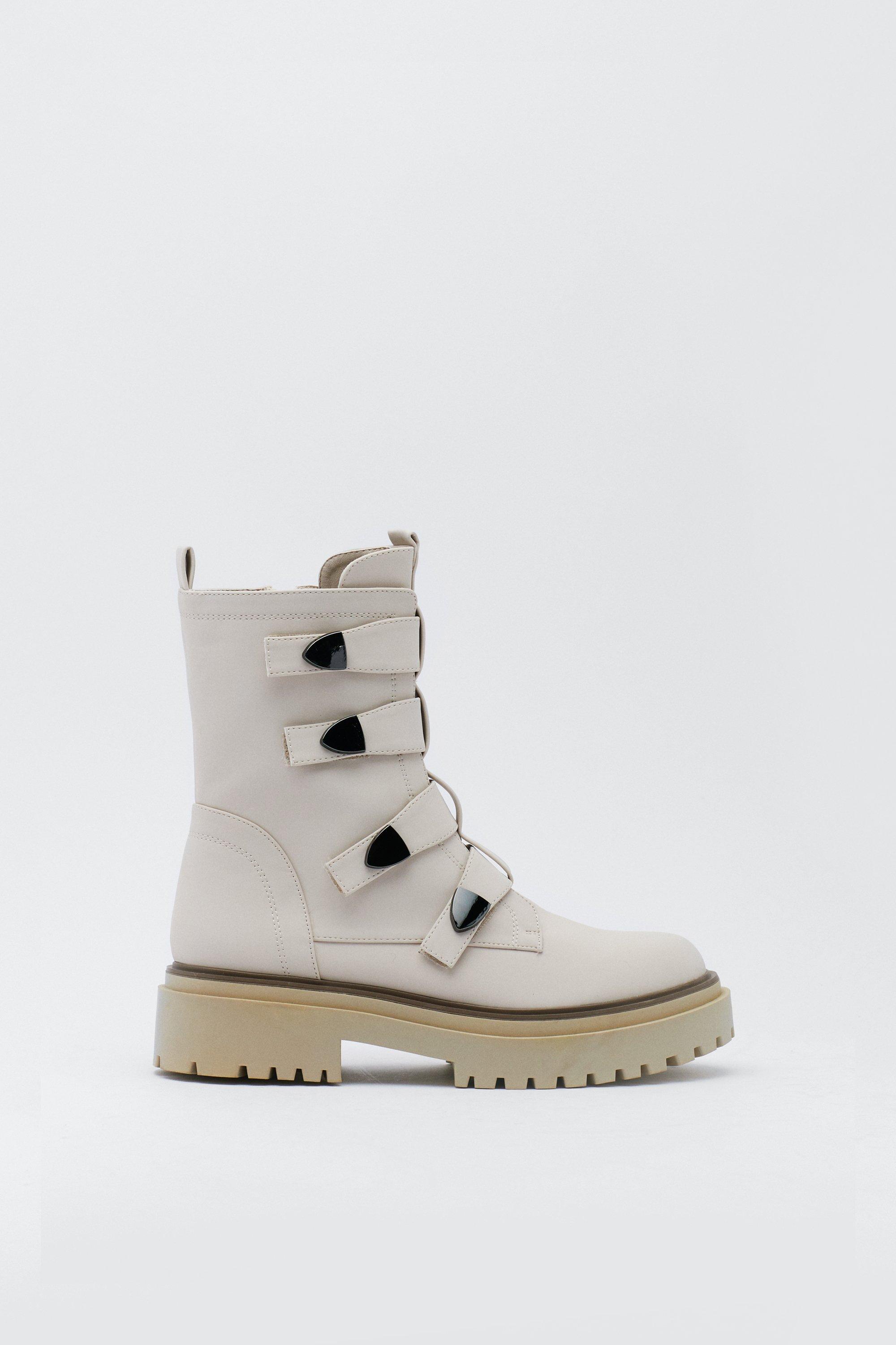 White velcro strap store biker boot